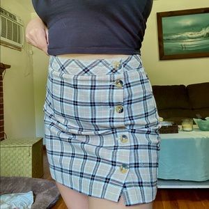 Button up plaid skirt